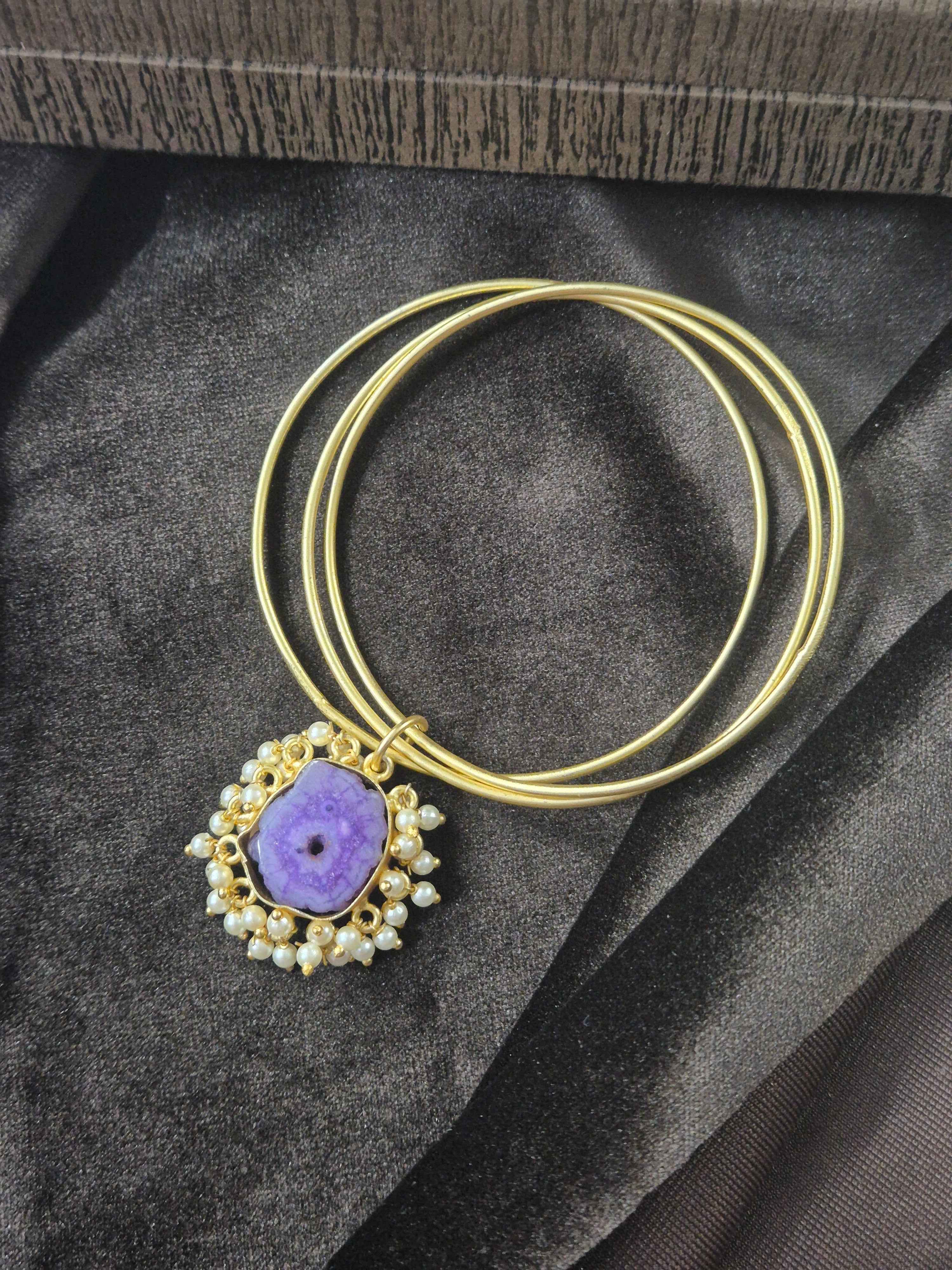 Brass breclets with charm three layered size 2.8