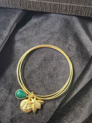 Brass breclets with charm three layered size 2.8