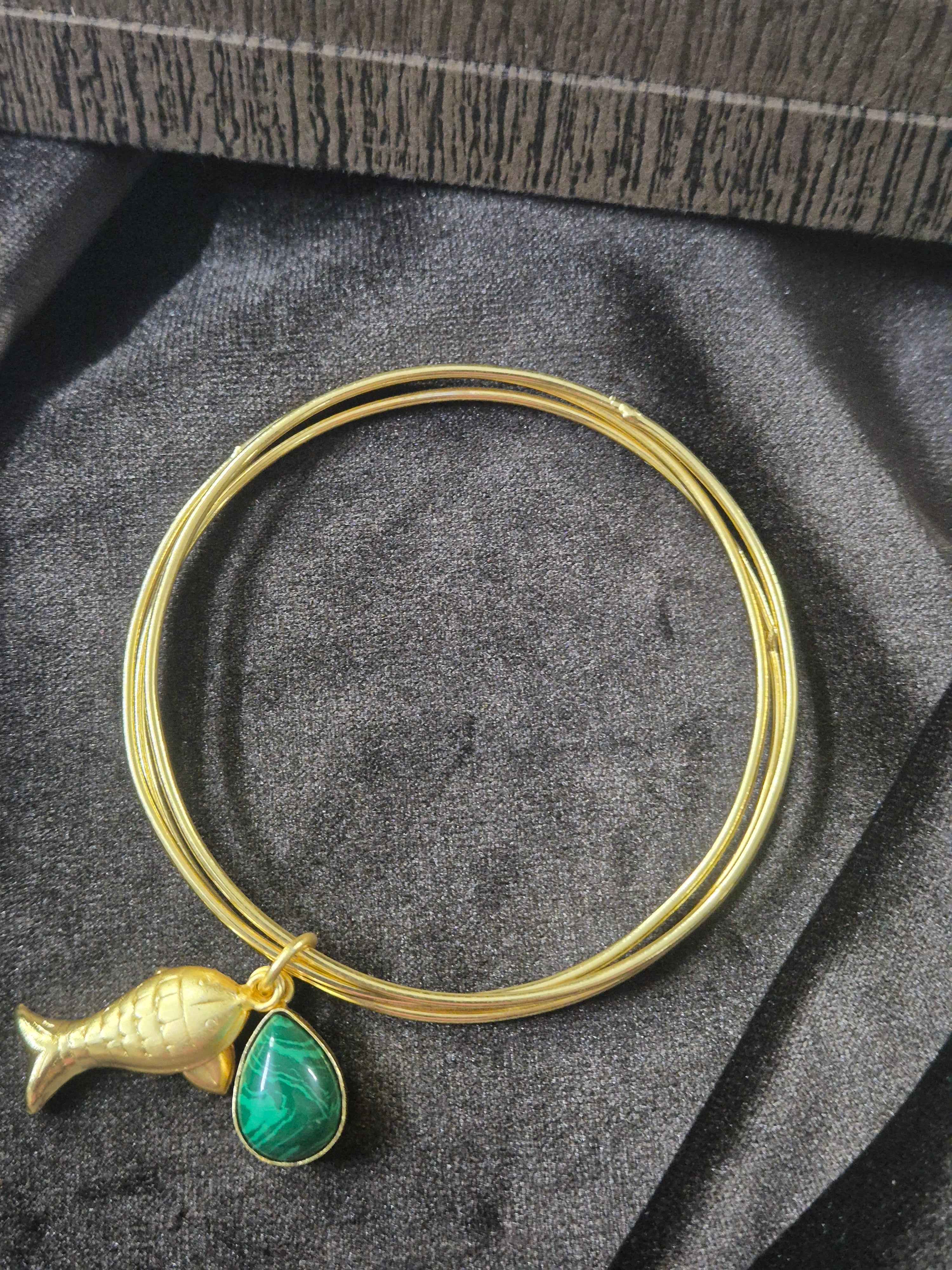 Brass breclets with charm three layered size 2.8