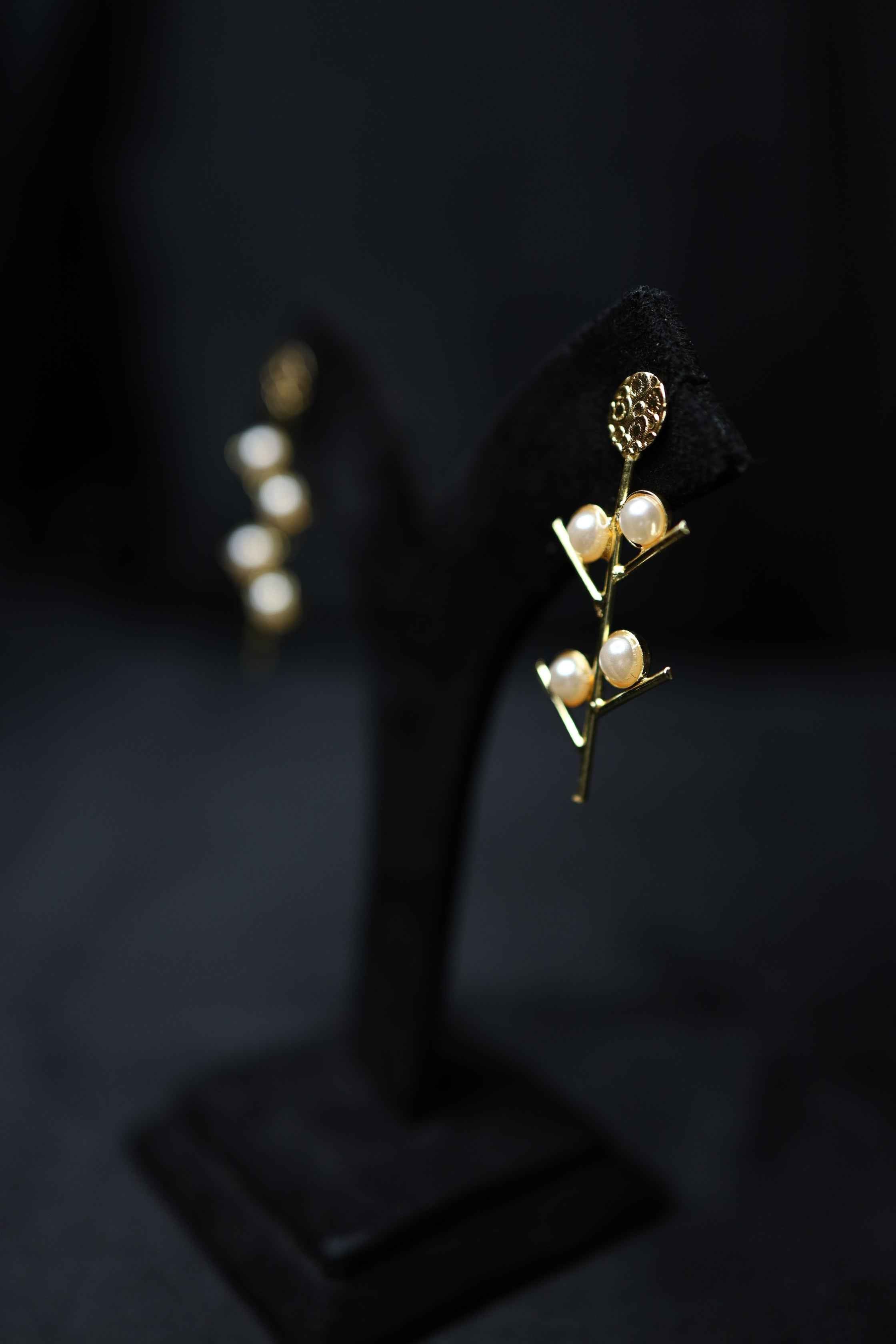 Brass Pearls Layered Earrings