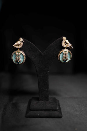 Pink MOP Bird Motif Earrings