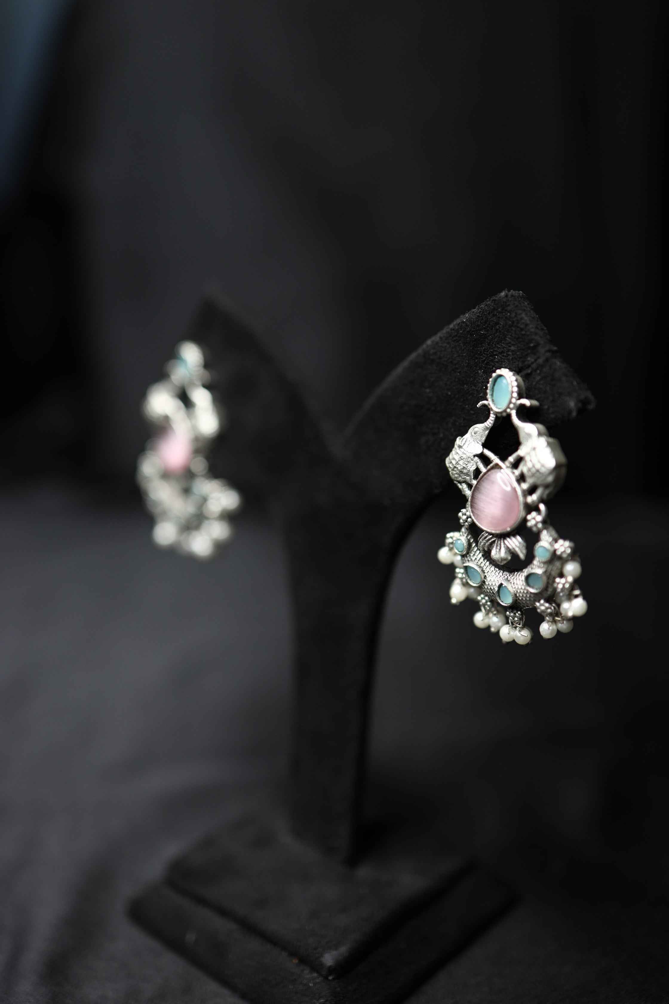 Monalisa Replica Glass Stone Work Earrings