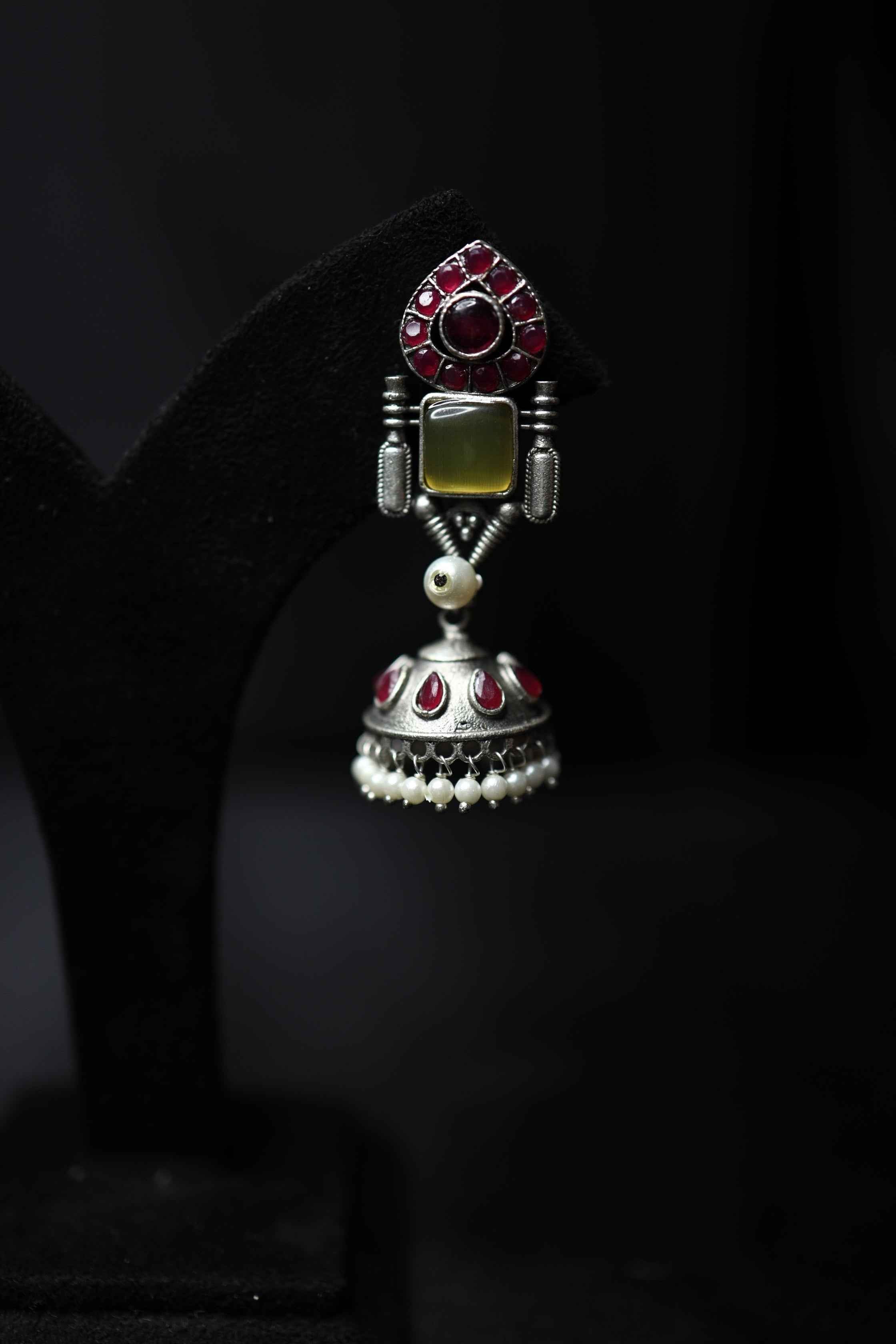 Monalisa Pink Glass Jhumki