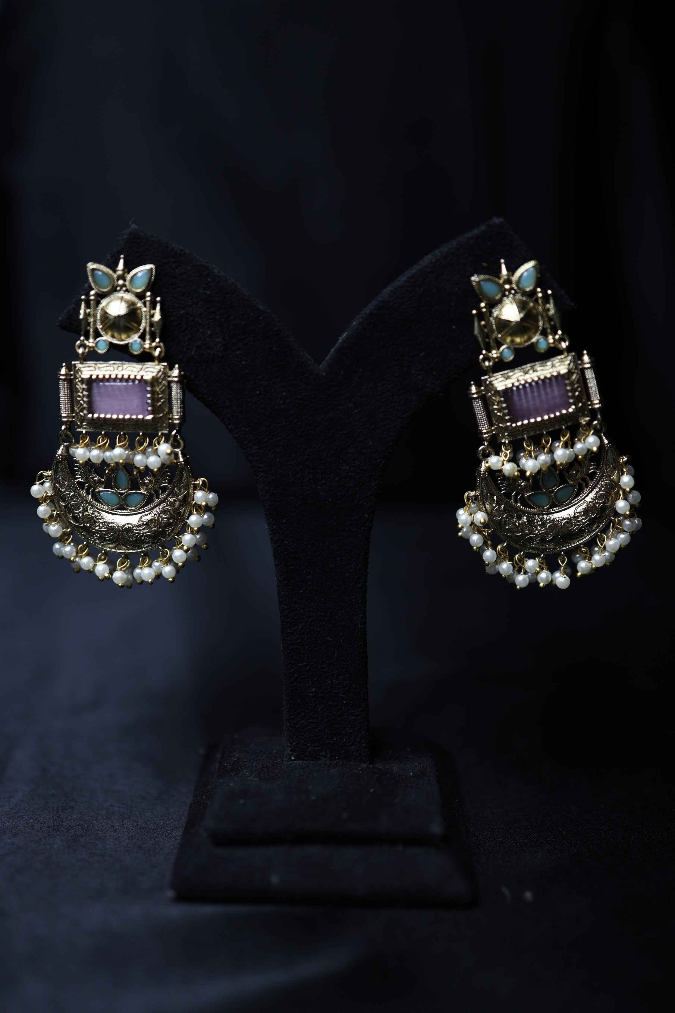 Monalisa Stones Gold Polish Earrings