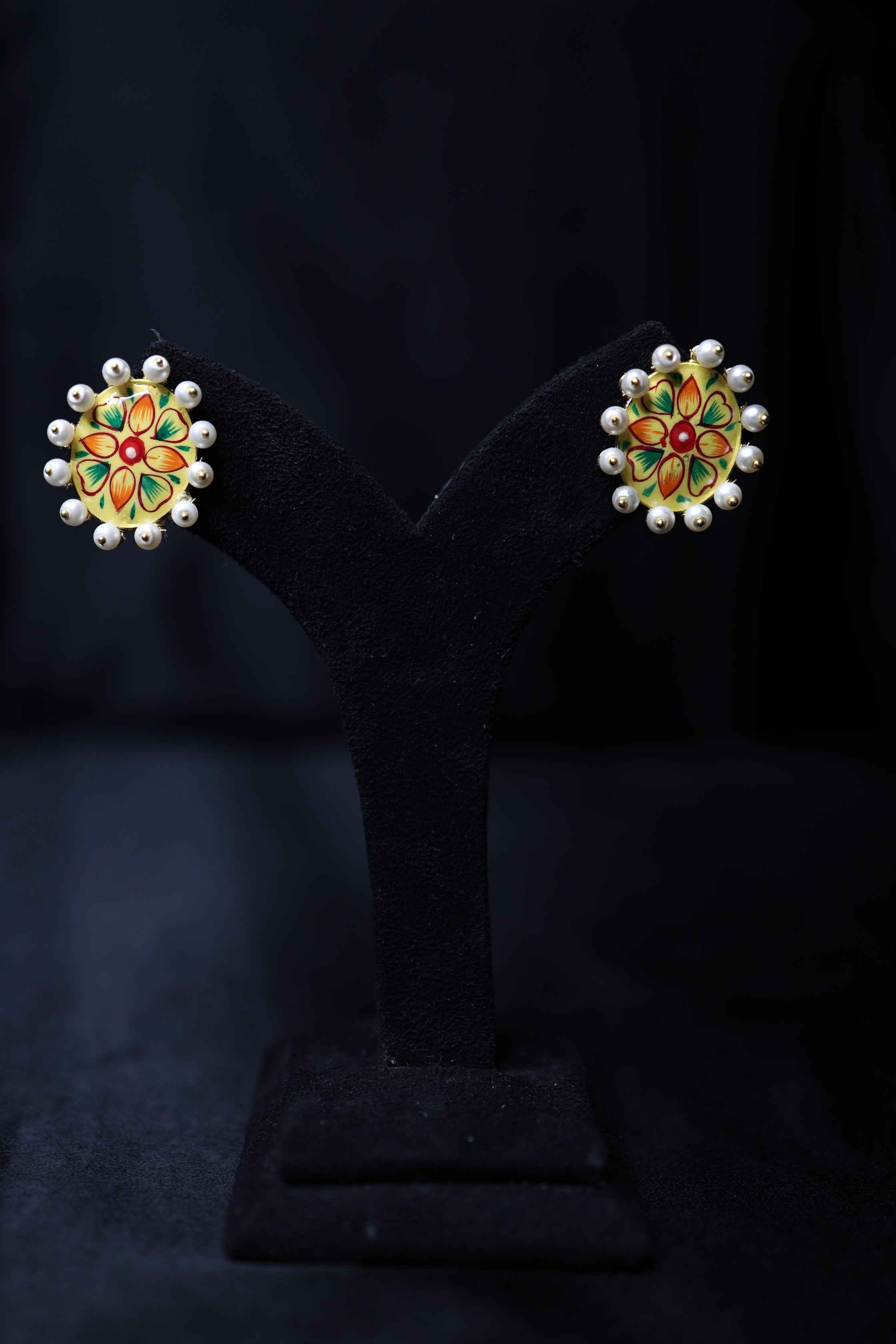 Meenakari Tanjore Painting Earrings