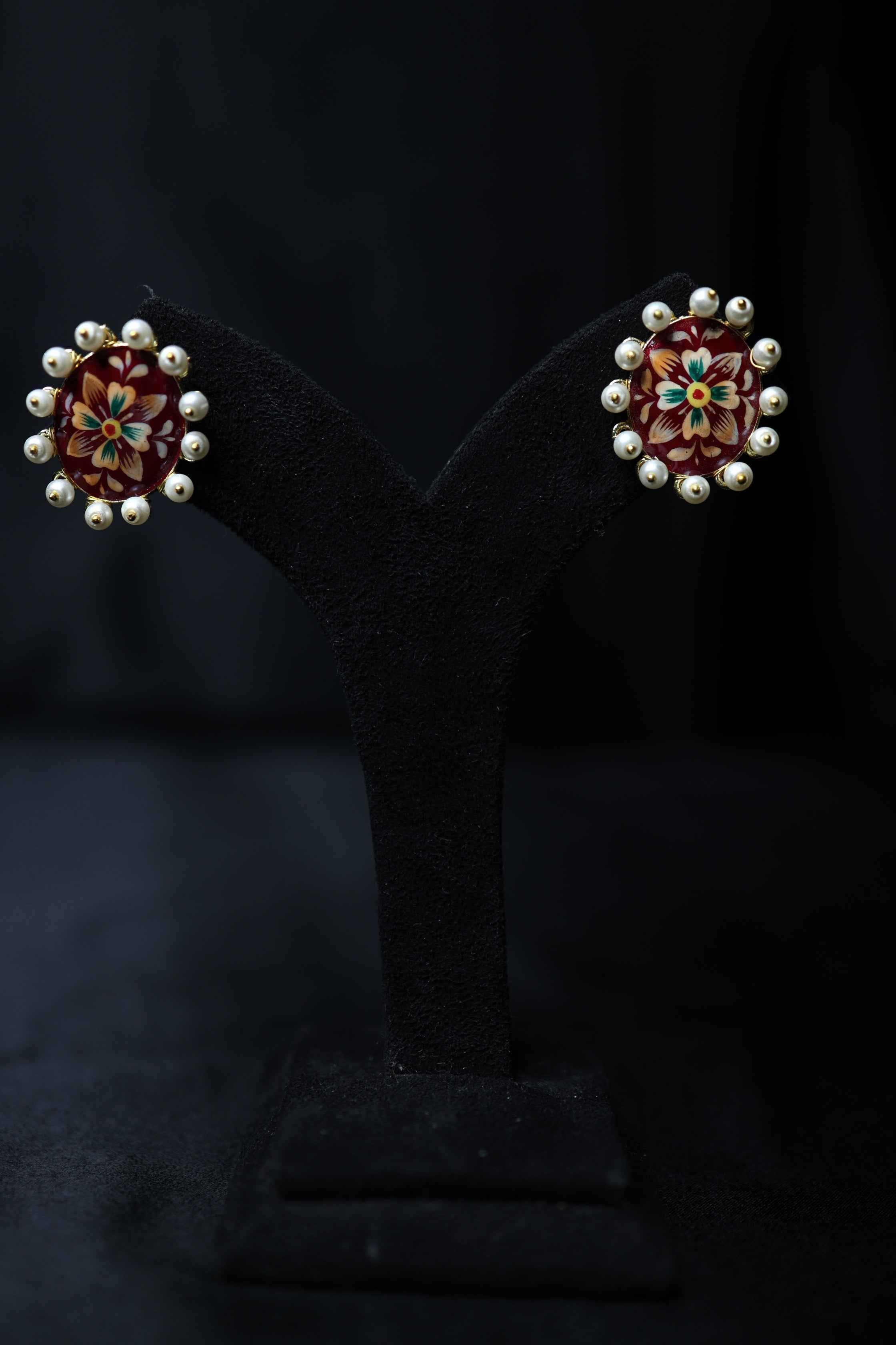 Meenakari Tanjore Painting Earrings