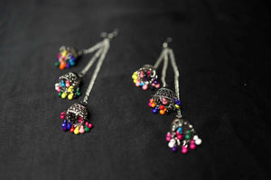 Oxidised colourful jhumka