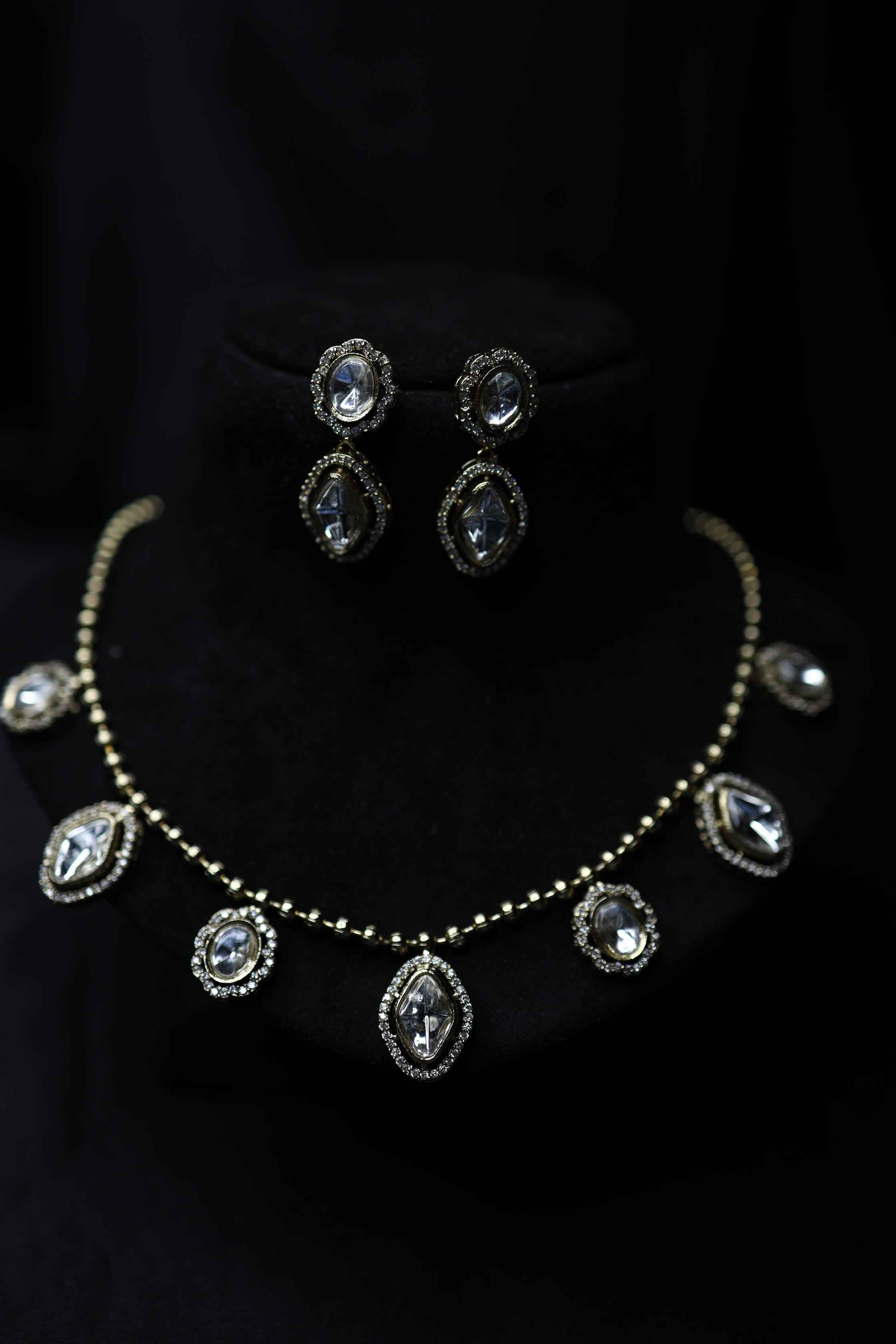 Moissanite Finish Kundan Set