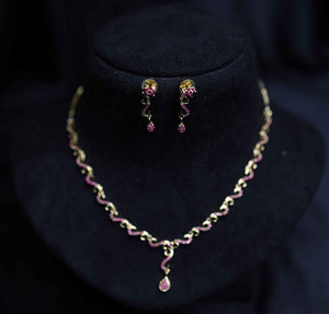 Microgold Plated Ruby Stone Necklace