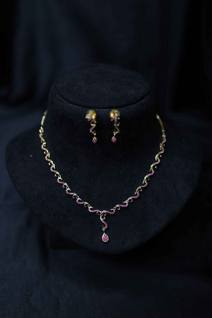 Microgold Plated Ruby Stone Necklace
