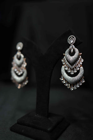 Rose Gold Danglers with Maangtika Set