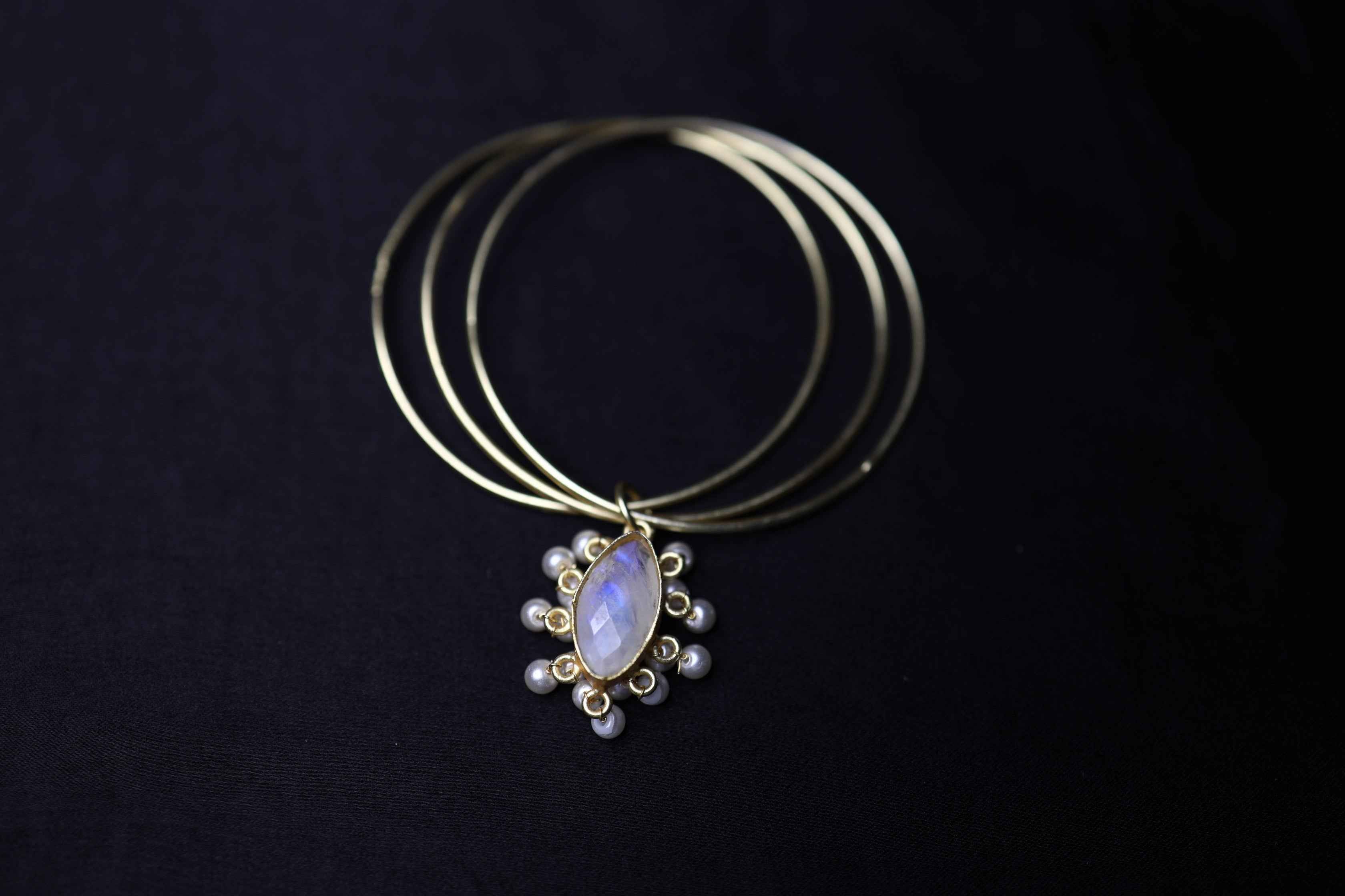 Brass 3 Layered Druzy Stone Bracelet