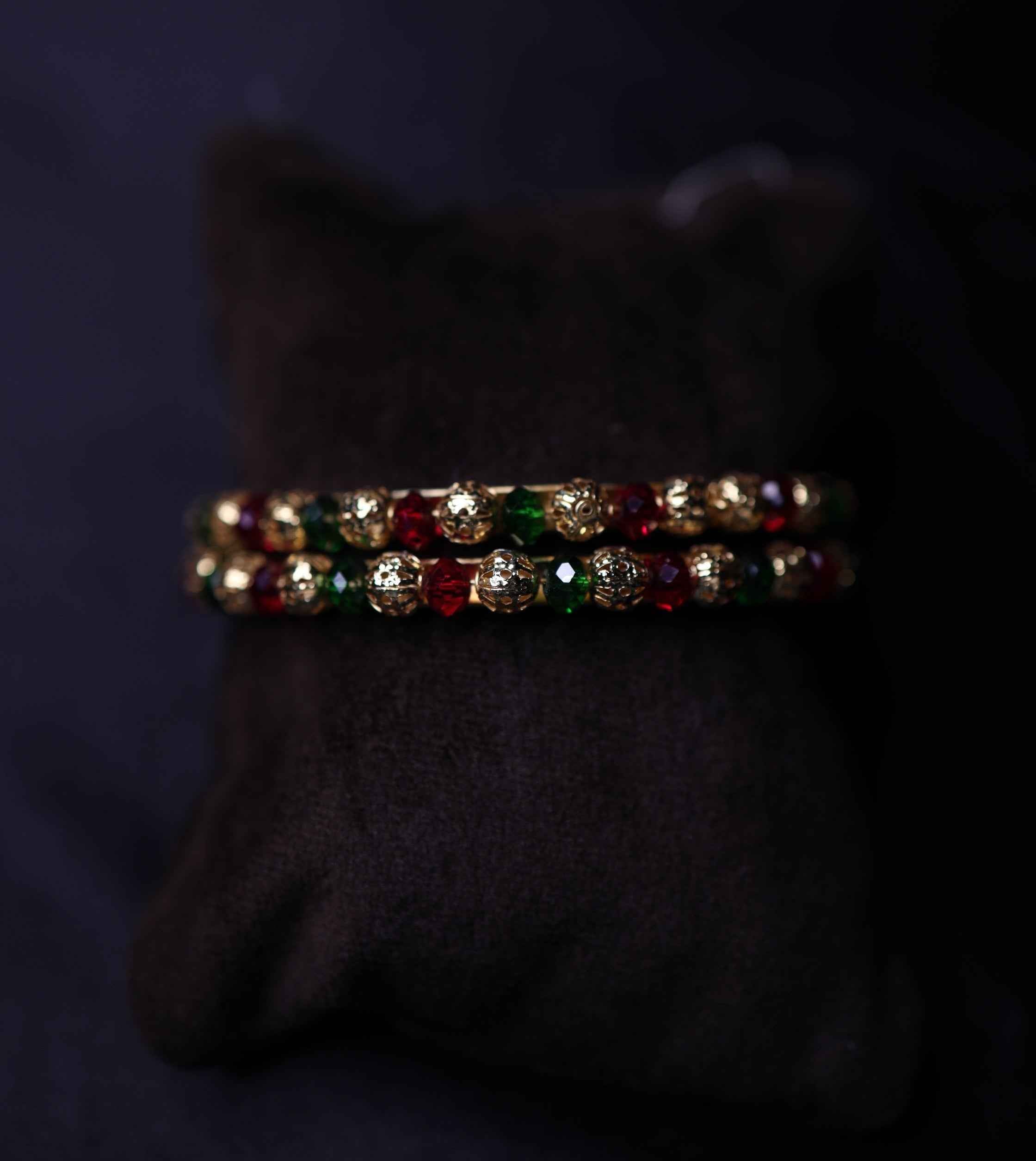 Gold Plated Bangles with colourful stones