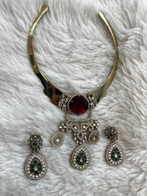 Ruby Emerald Regal Hasli Set