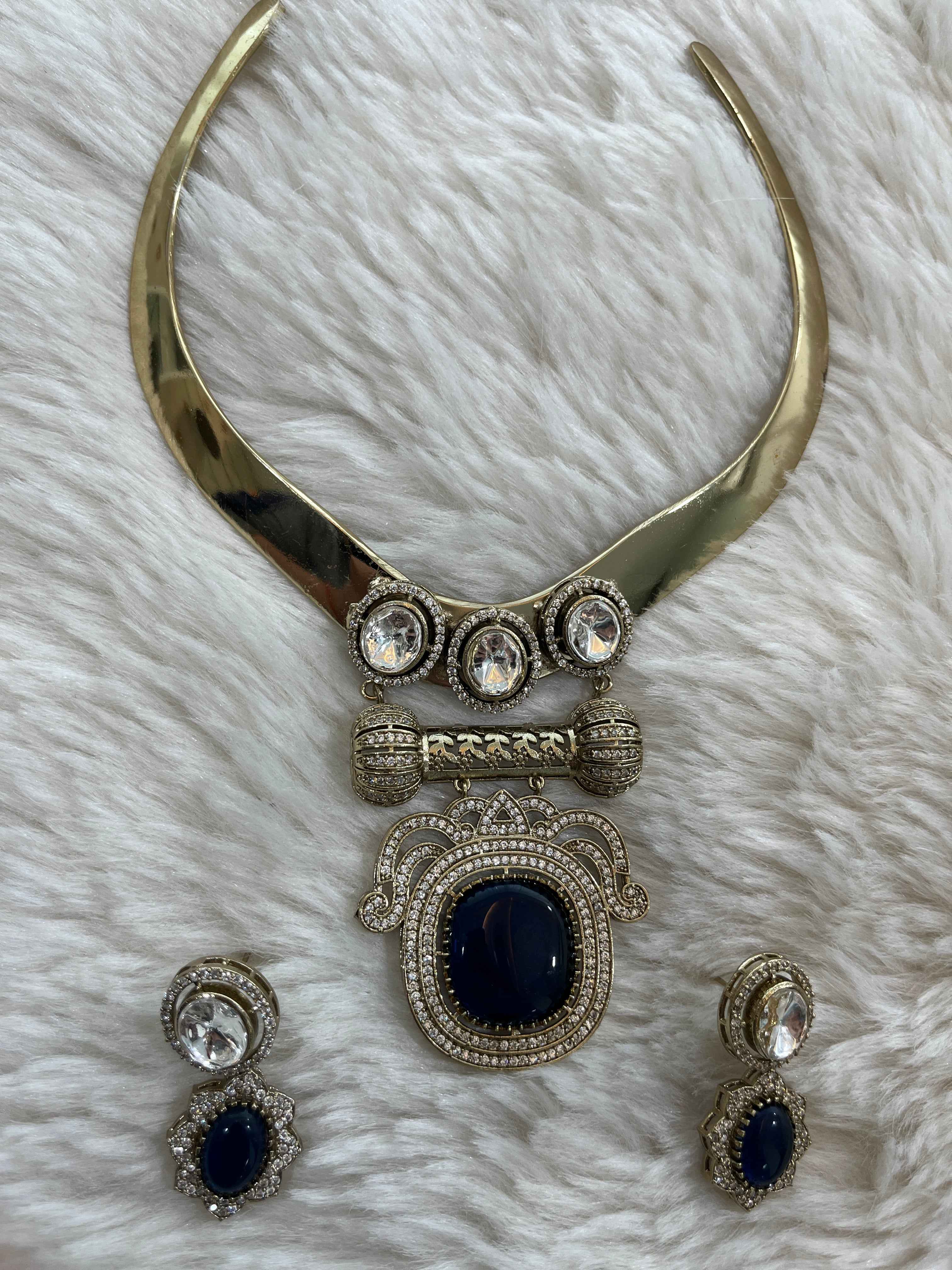 Midnight Blue Heritage Hasli Set