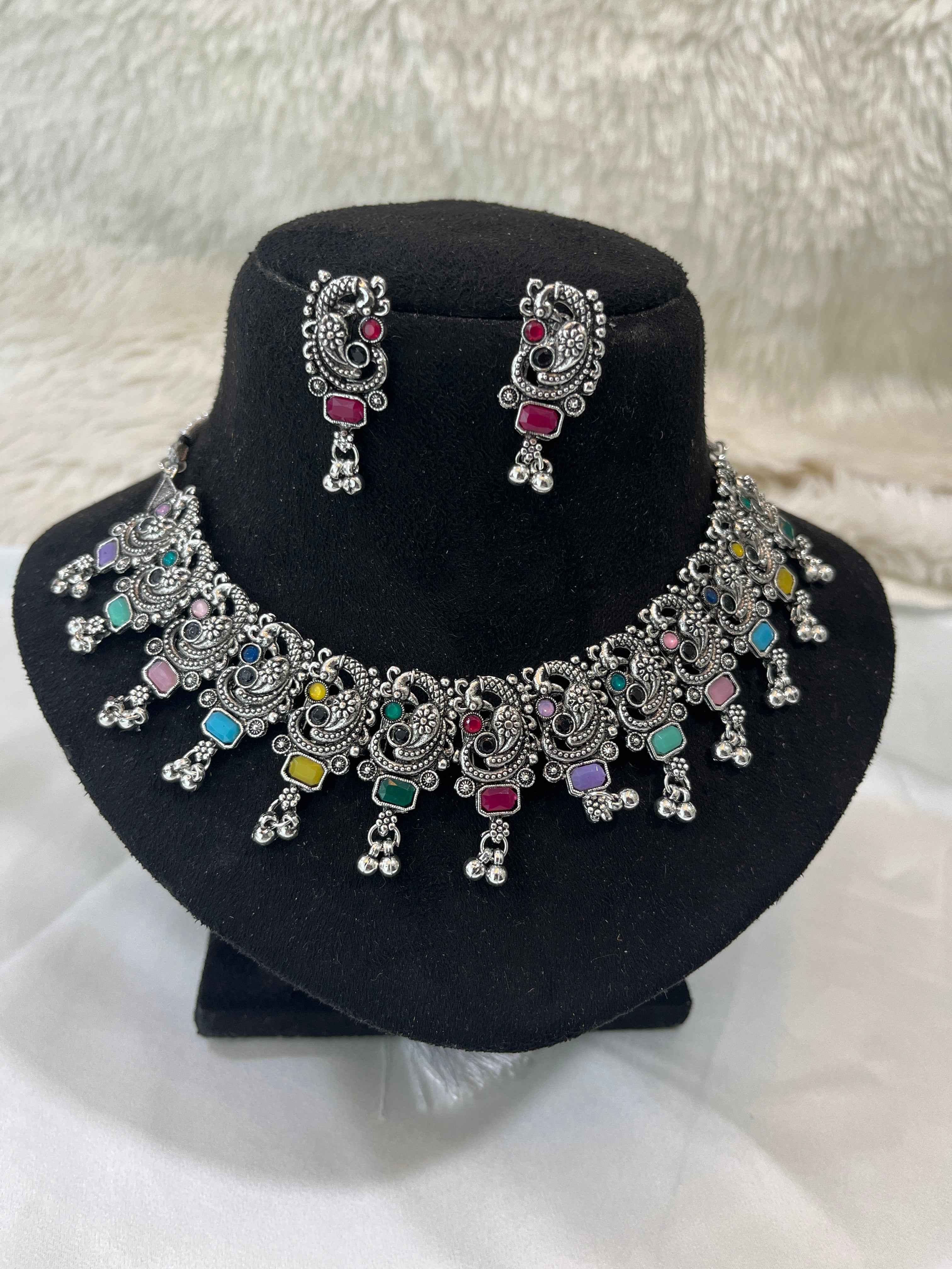 Antique Oxidised Navrang Set