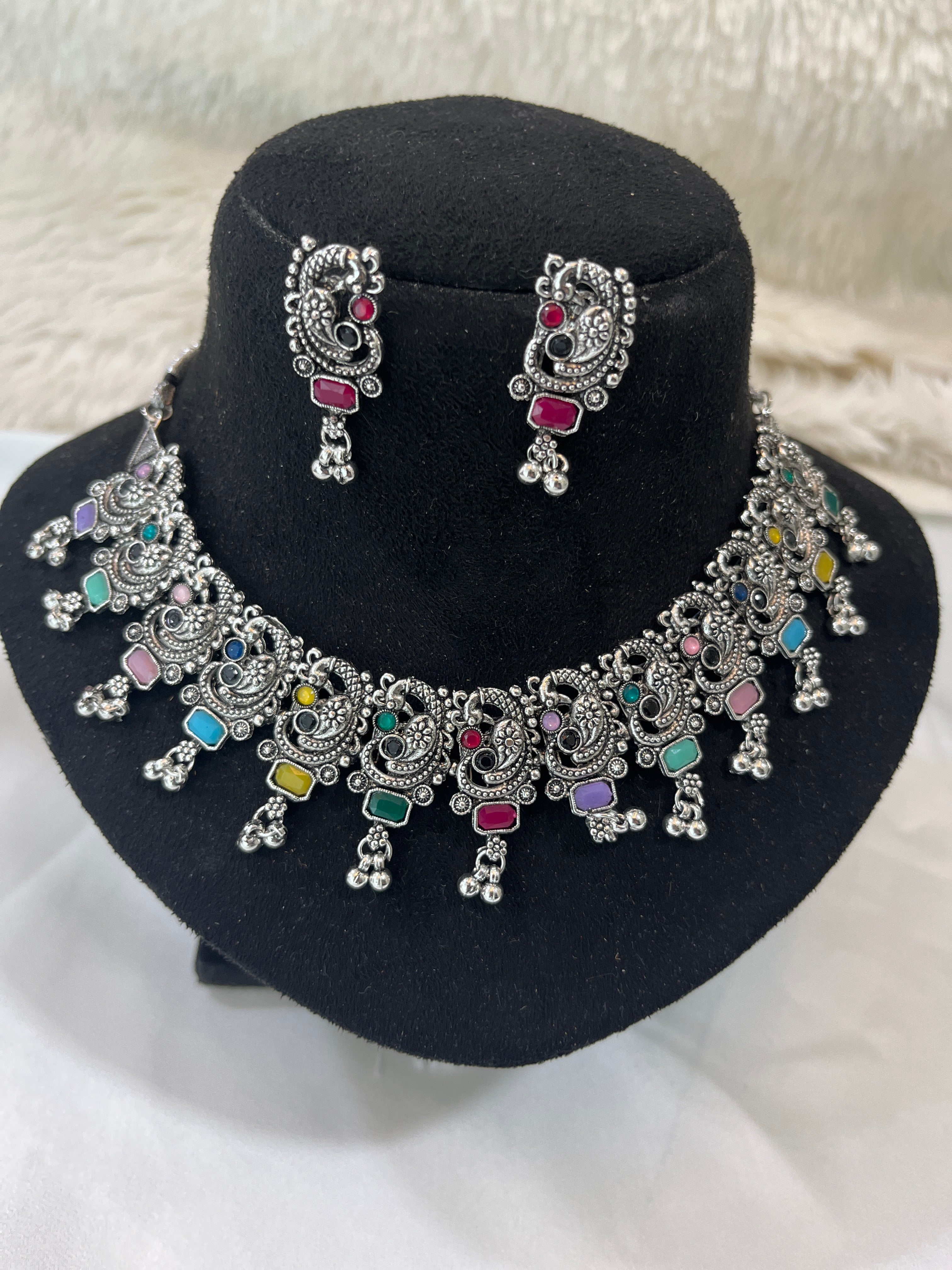 Antique Oxidised Navrang Set