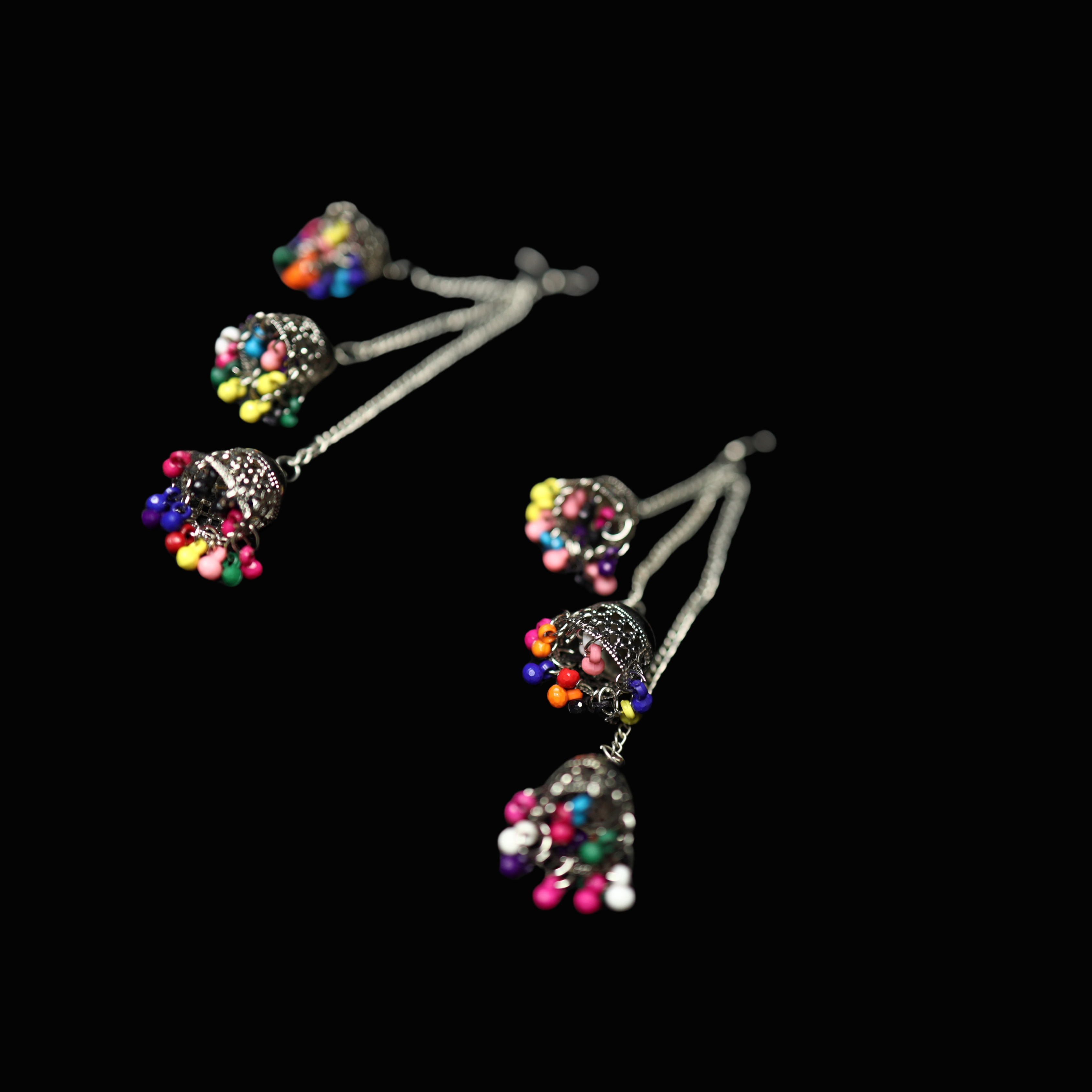 Oxidised colourful jhumka