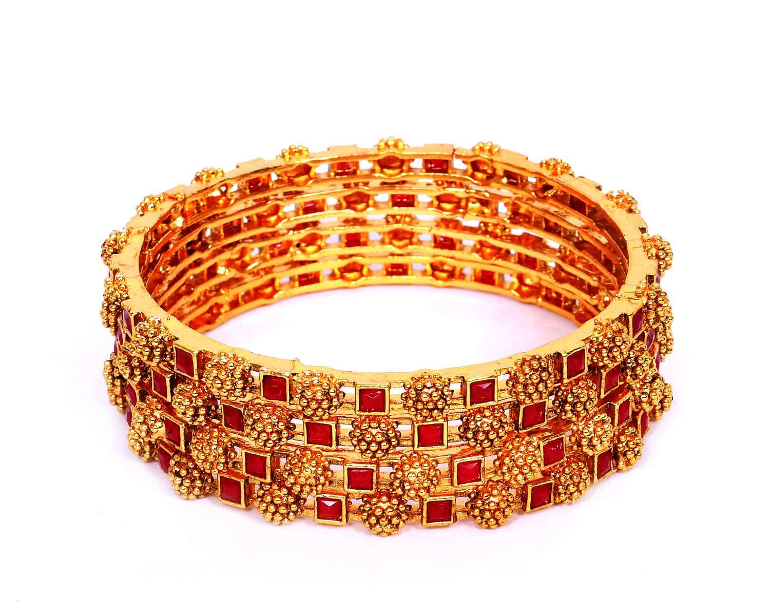 4 piece bangles ruby stones