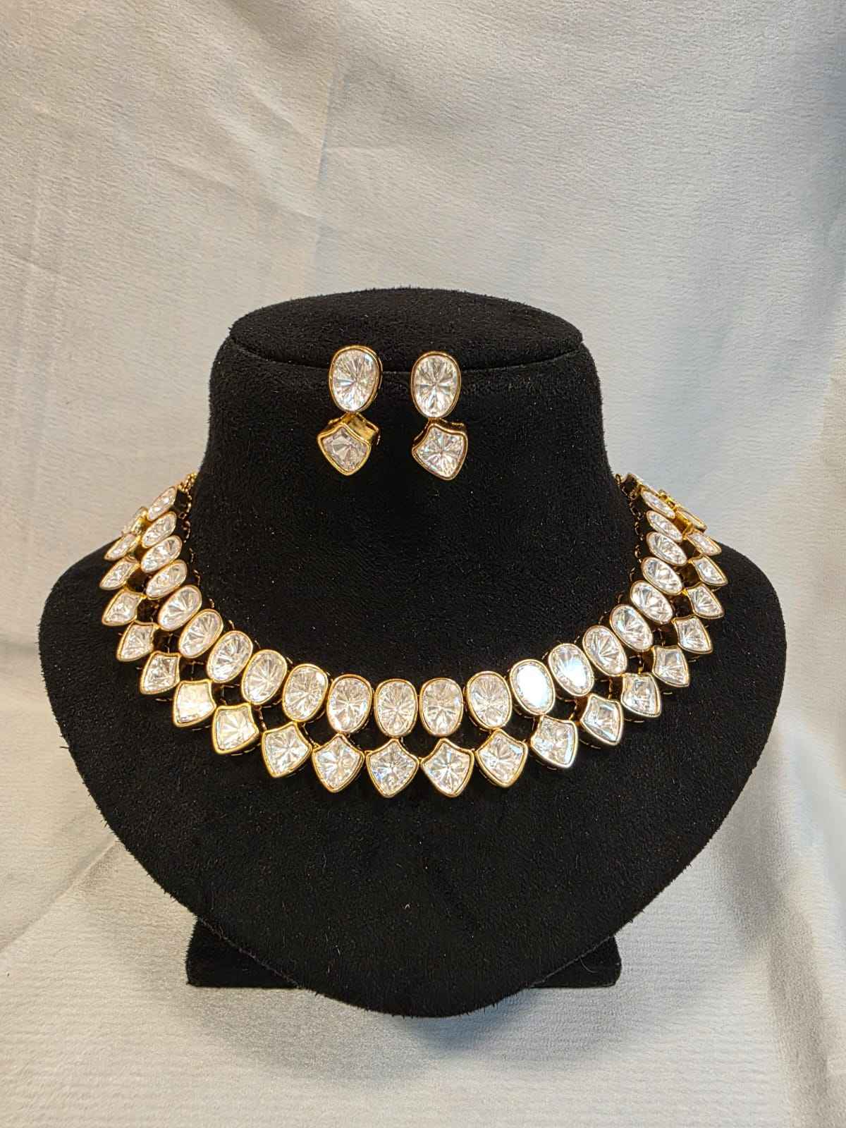 Mosinite kundan double layers chain set