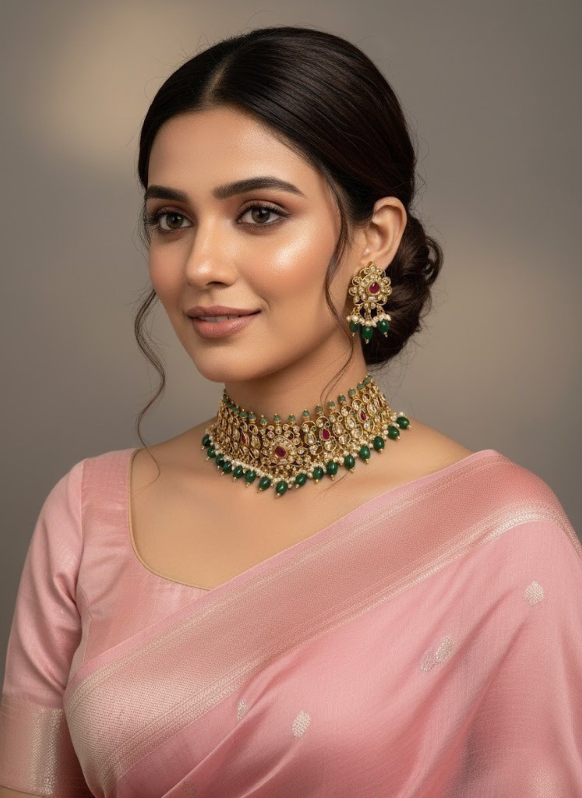Kundan choker matte gold finishing
