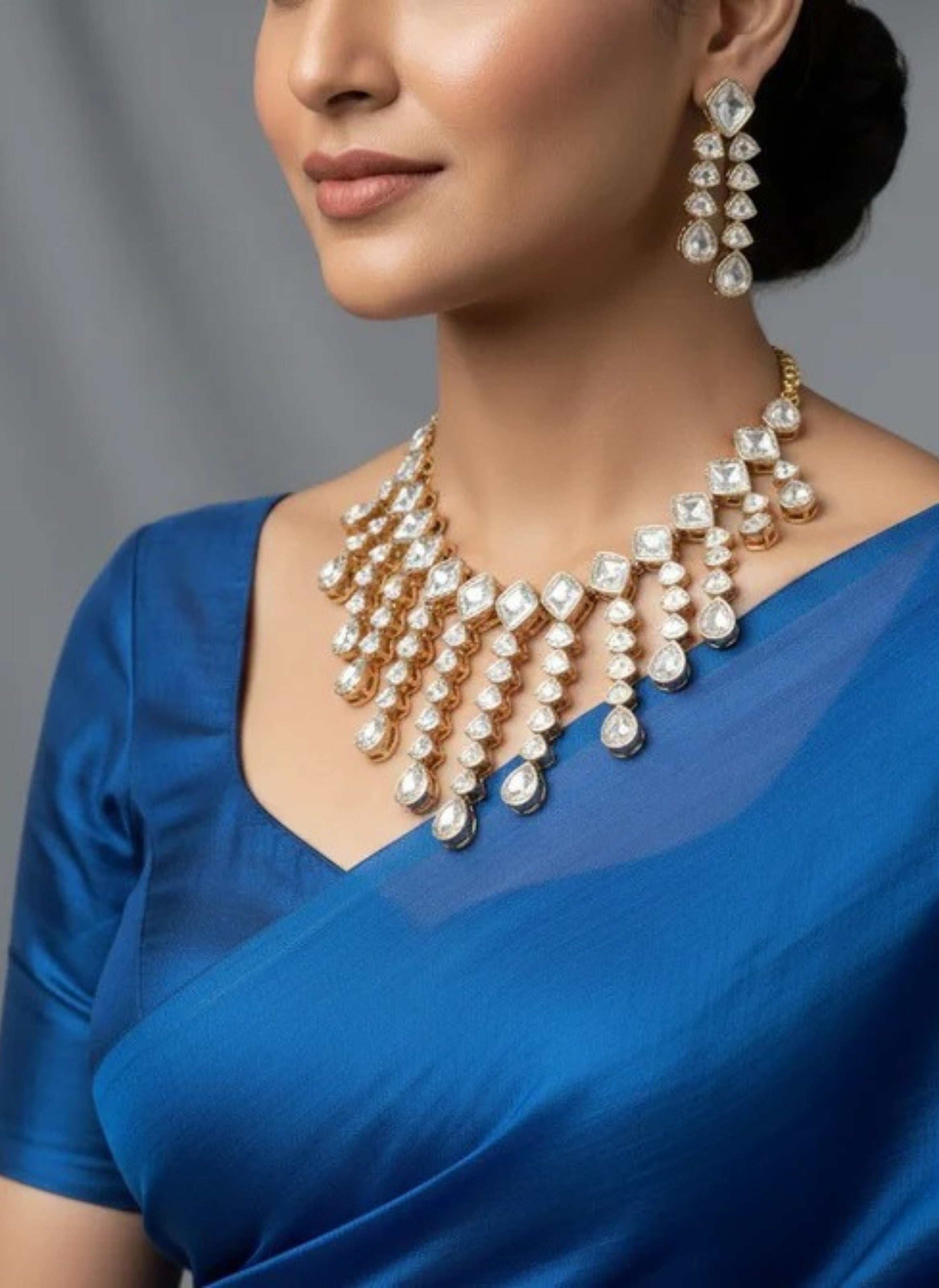 Mosinite kundan hanging style choker