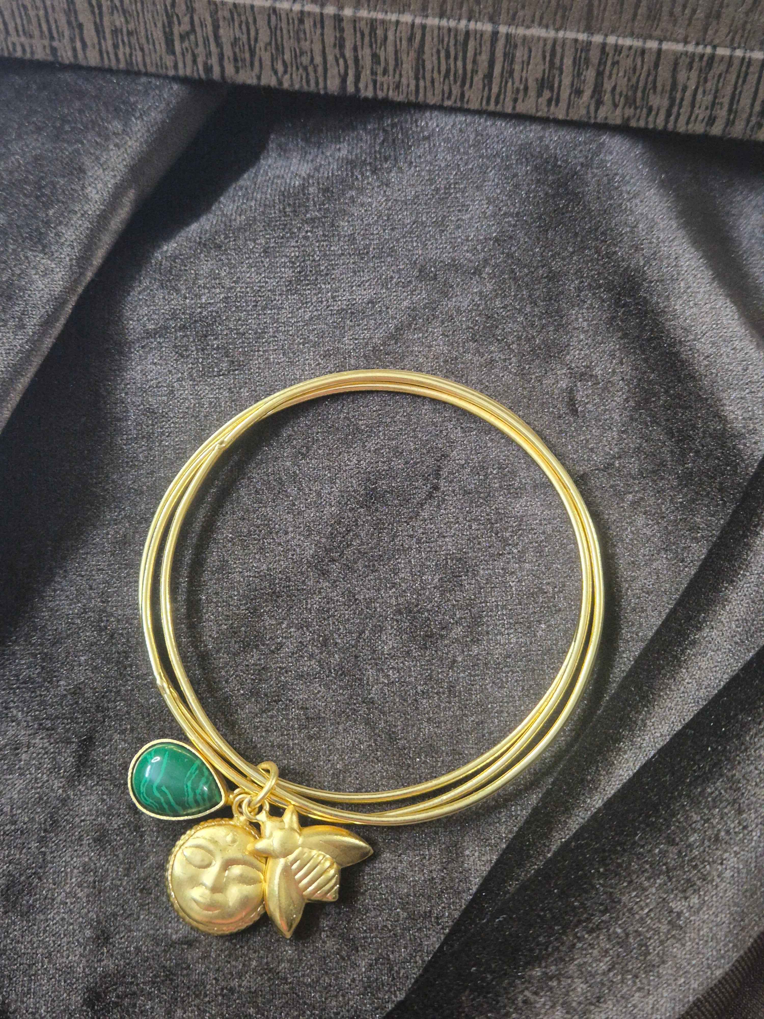 Brass breclets with charm three layered size 2.8