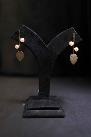 Brass Pearl Earrings
