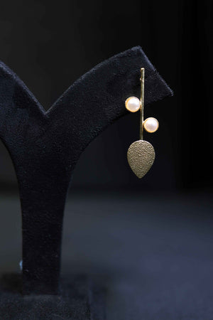 Brass Pearl Earrings