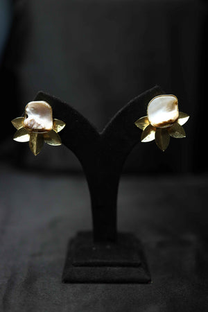 Brass made MOP Druzy Stone Studs