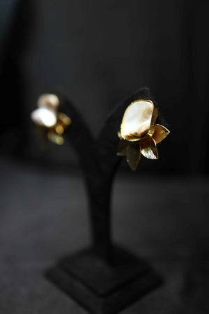 Brass made MOP Druzy Stone Studs