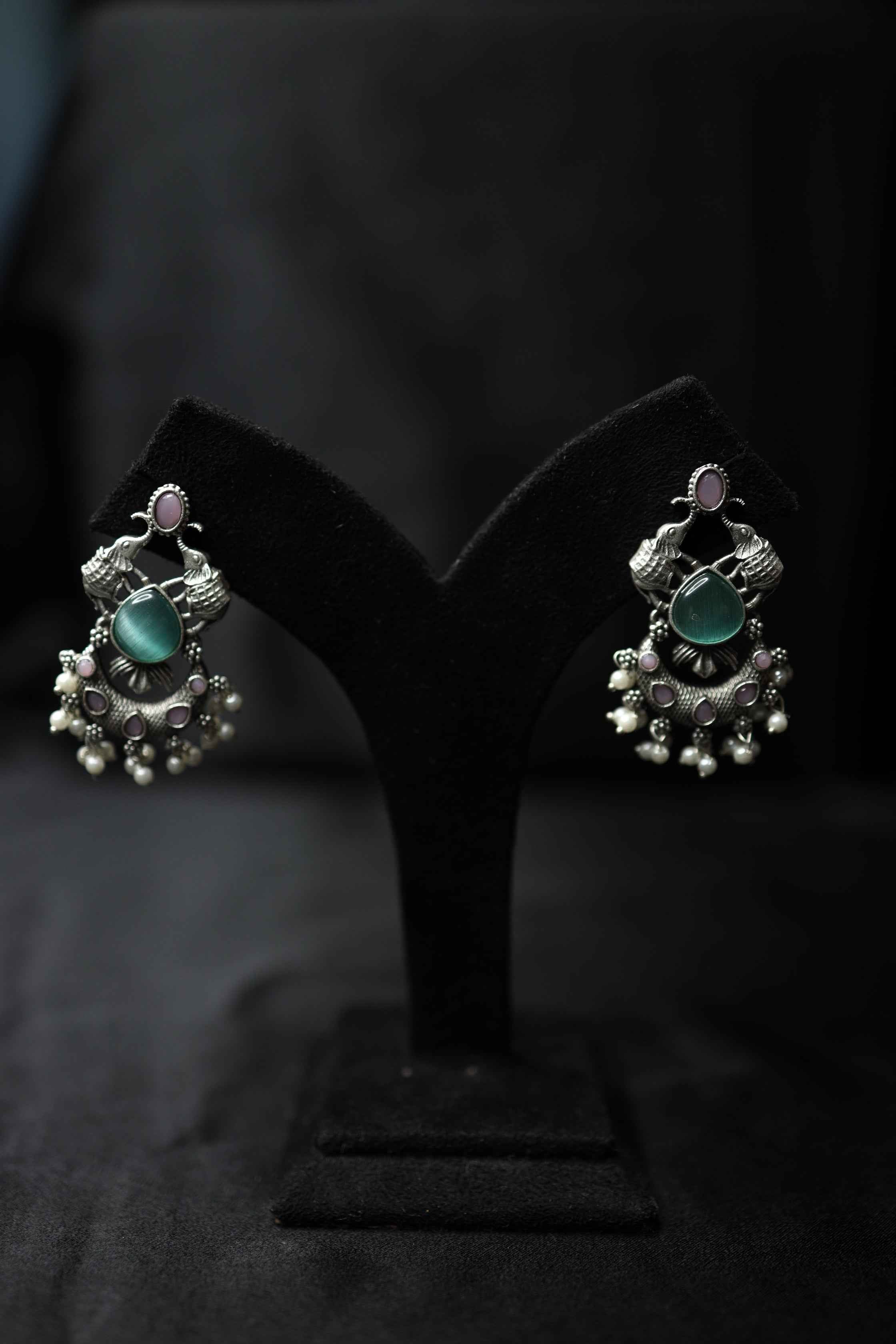 Monalisa Replica Glass Stone Work Earrings