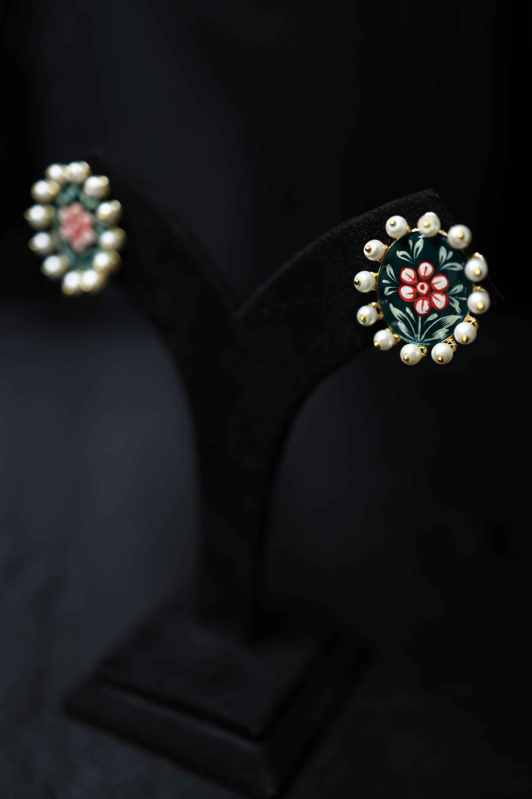 Meenakari Tanjore Painting Earrings