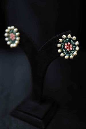 Meenakari Tanjore Painting Earrings