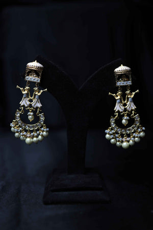 22 CRT Polish Handmade Polki Kundan Earrings