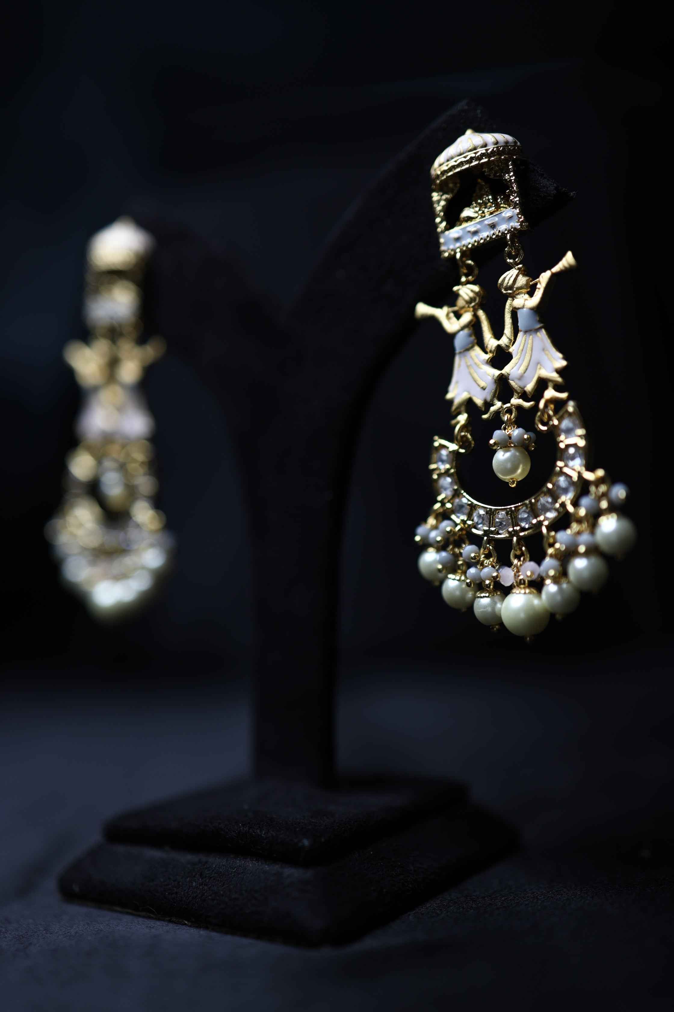 22 CRT Polish Handmade Polki Kundan Earrings