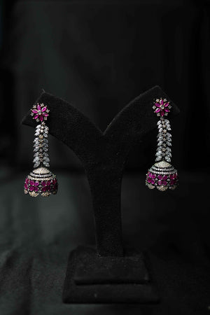 Black Rhodium Ruby Stone Danglers