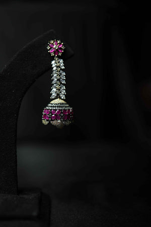 Black Rhodium Ruby Stone Danglers