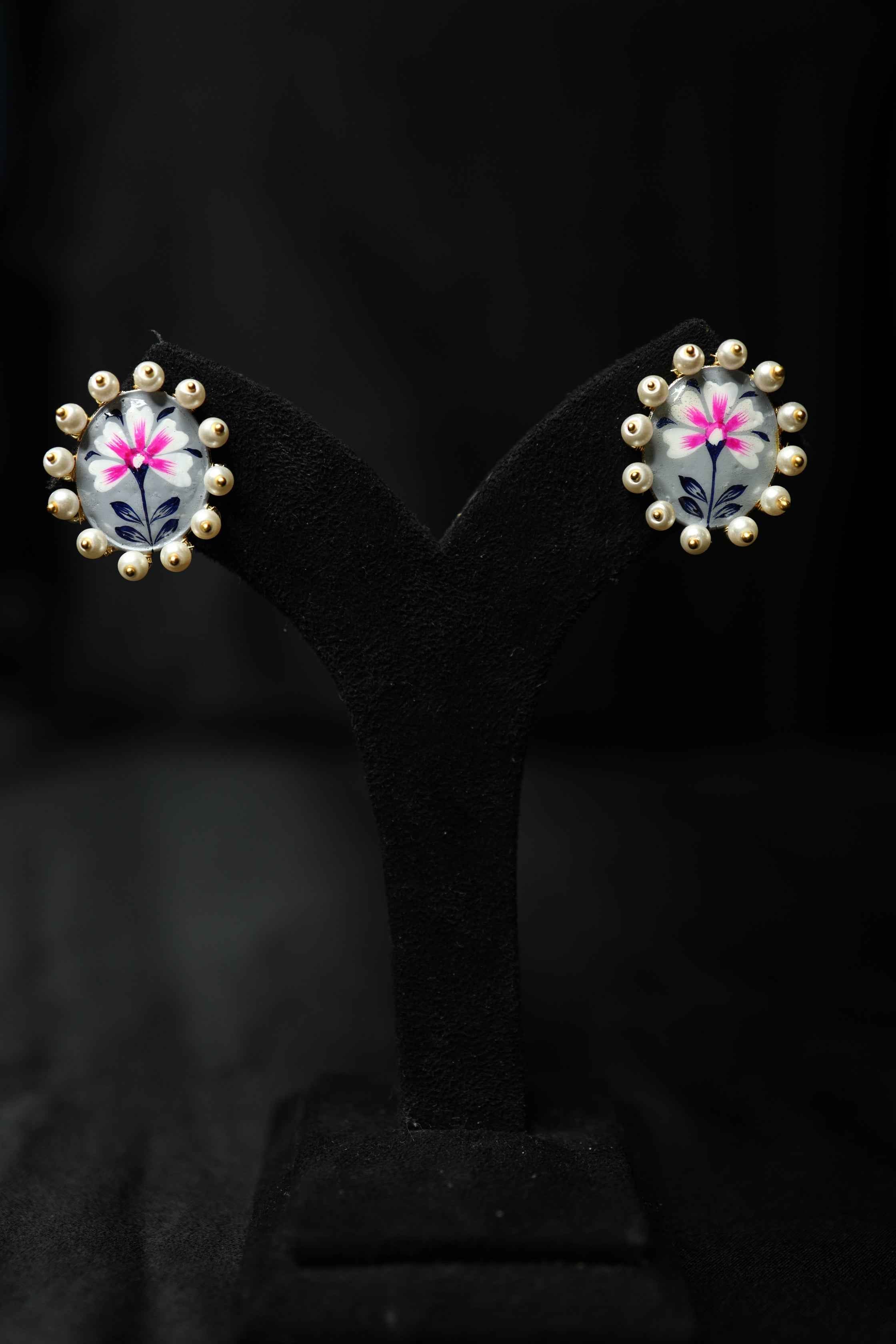 Meenakari Tanjore Painting Earrings