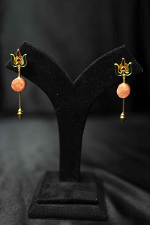 Druzzy Stone Brass Earrings