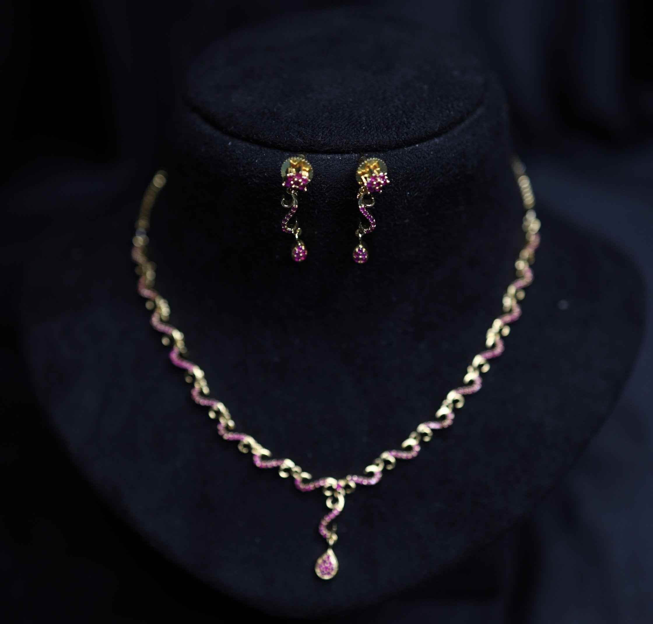 Microgold Plated Ruby Stone Necklace