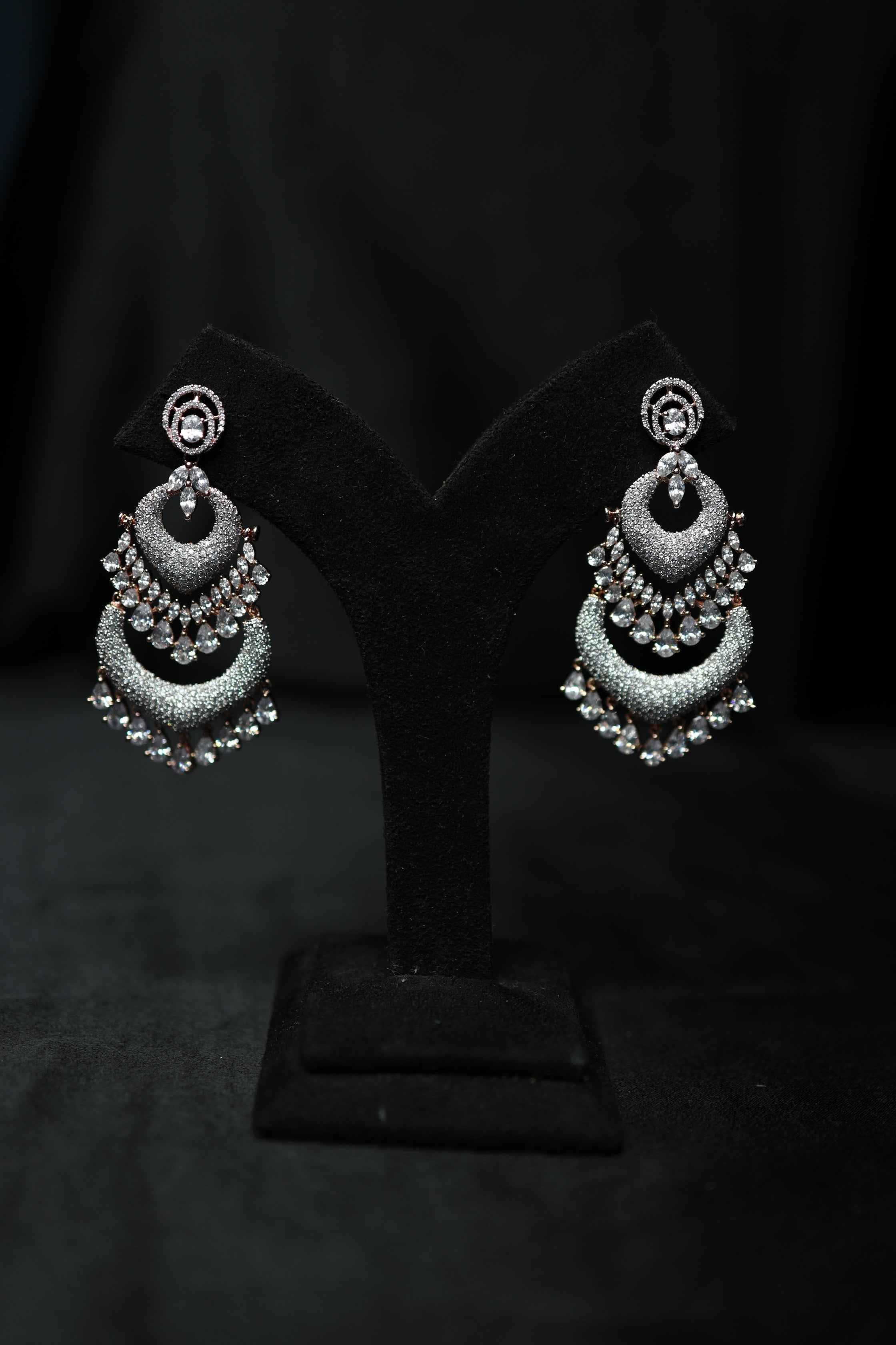 Rose Gold Danglers with Maangtika Set