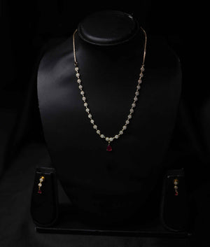 CZ Ruby Stone Chain Set
