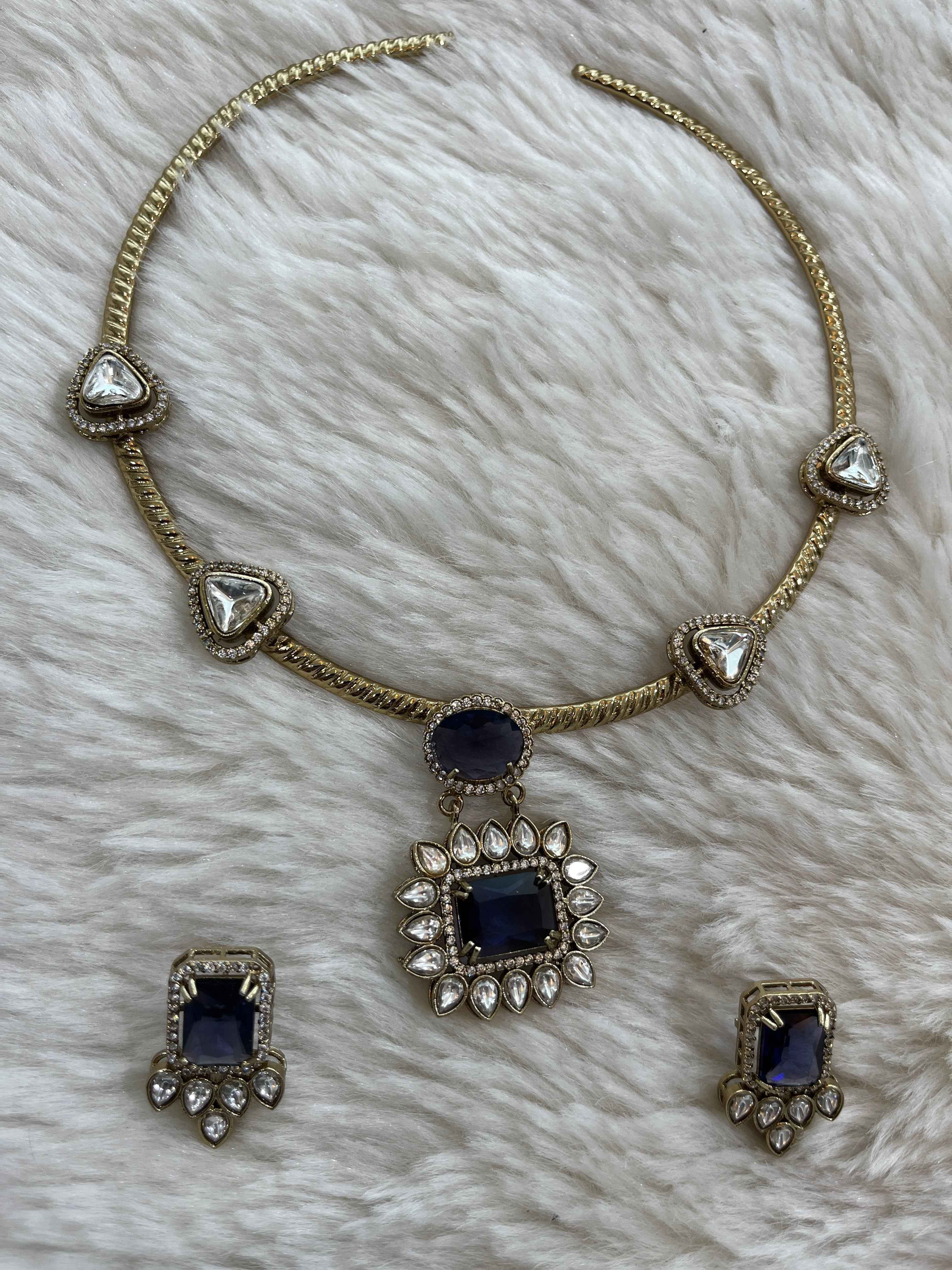 Kundan Hasli with CZ Stones AD Stones