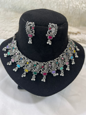 Antique Oxidised Navrang Set