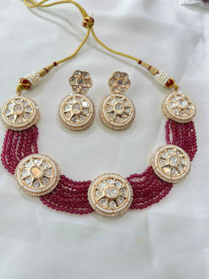Ruby Cascade Kundan Choker Set