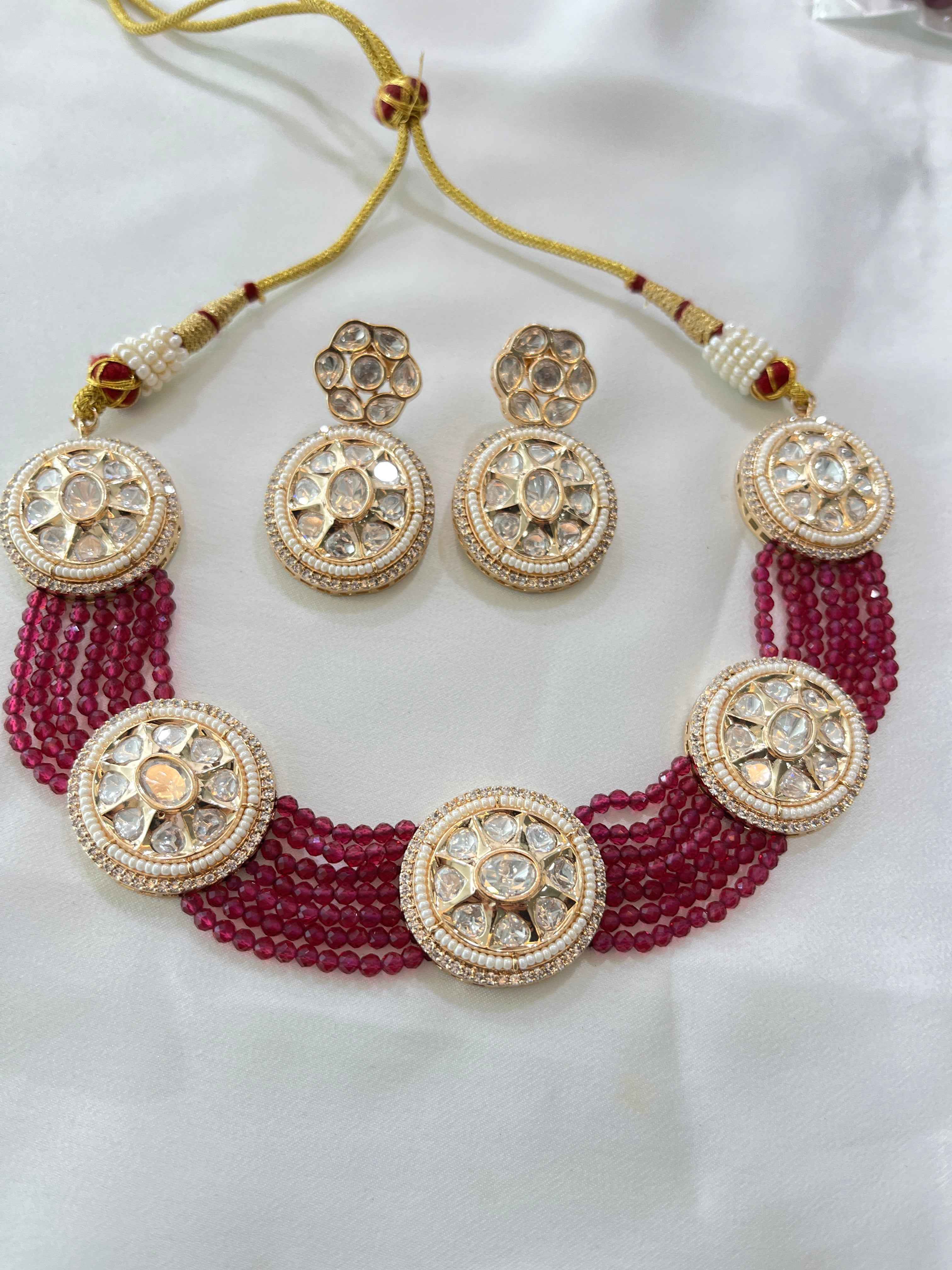 Ruby Cascade Kundan Choker Set