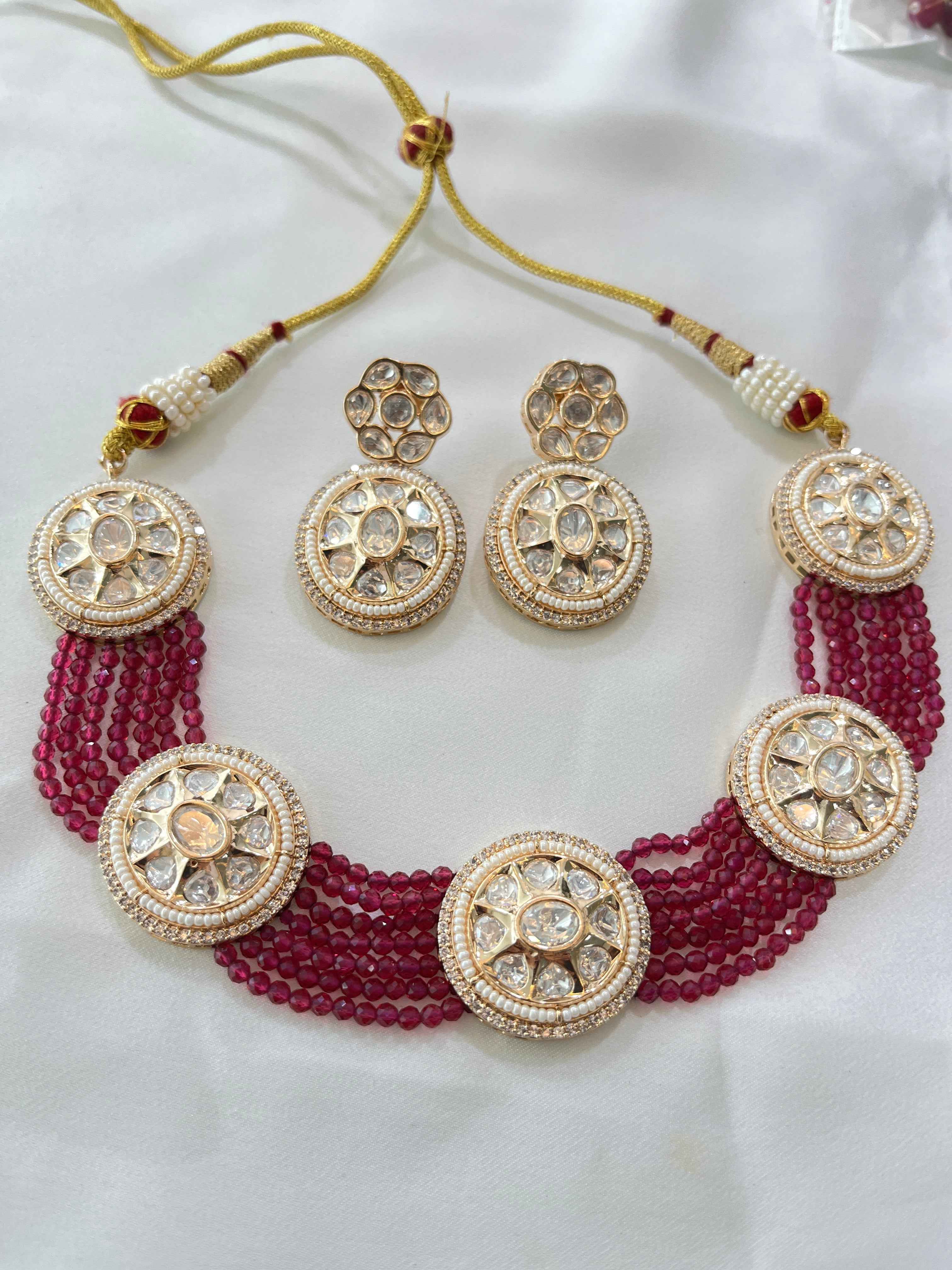 Ruby Cascade Kundan Choker Set
