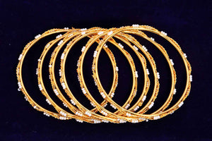 Pearl setting Micro Gold Bangles (12 Pieces)
