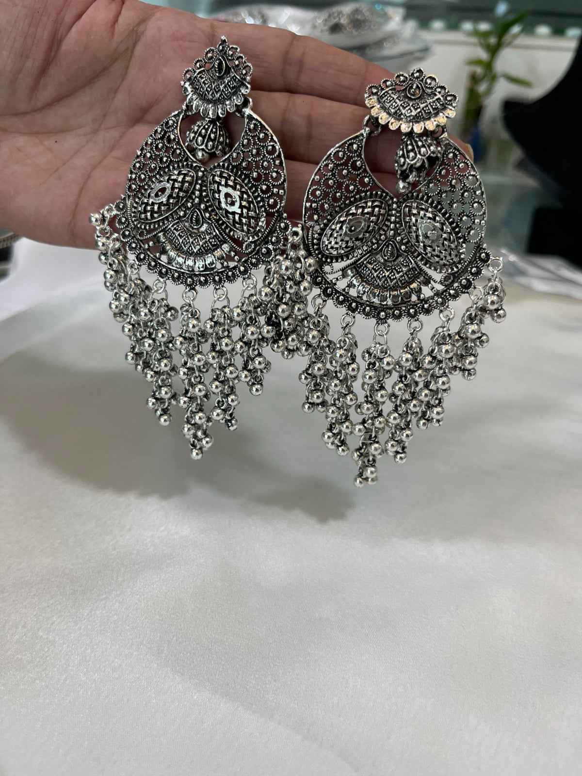 Royal Afghani Oxidized Chandbali Earrings
